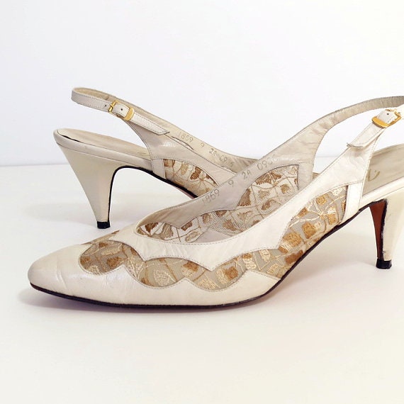 bone slingback pumps