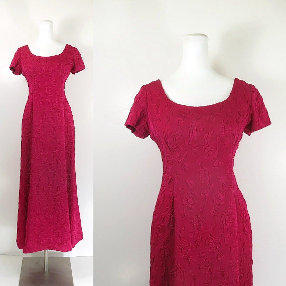 vintage pink red evening dress cherry red pink pr… - image 1