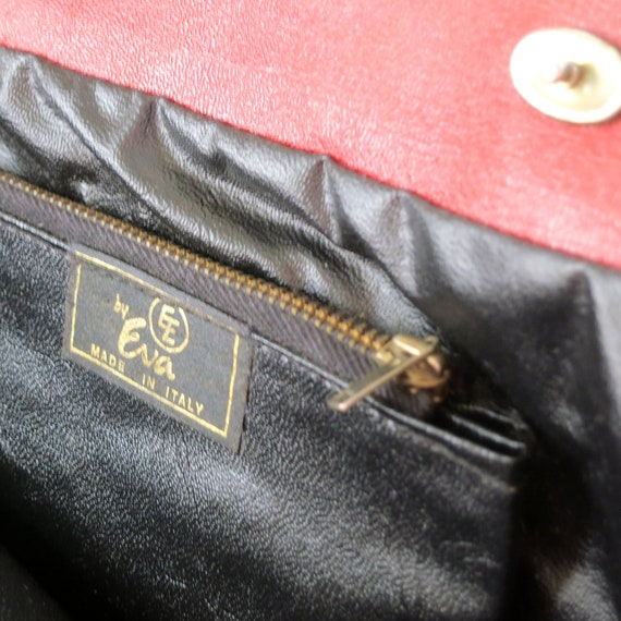 70s vintage large clutch purse bag maroon rust re… - image 6
