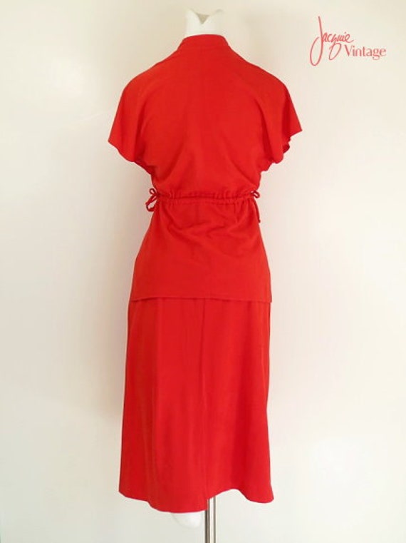 70s dress 2-piece ultrasuede outfit / orange red … - image 4