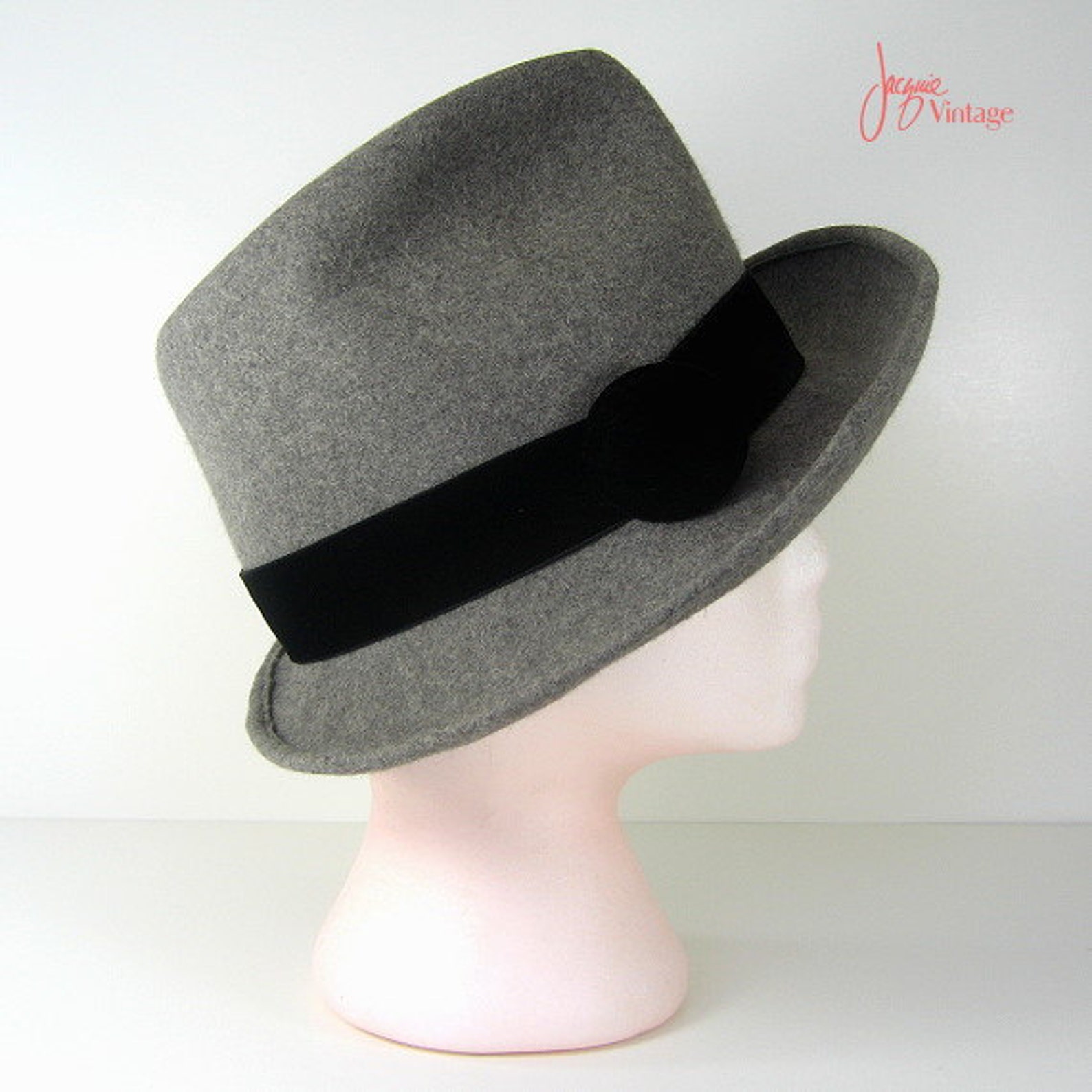 Ladies gray fedora hat / womens fedora / gangster hat / grey Etsy