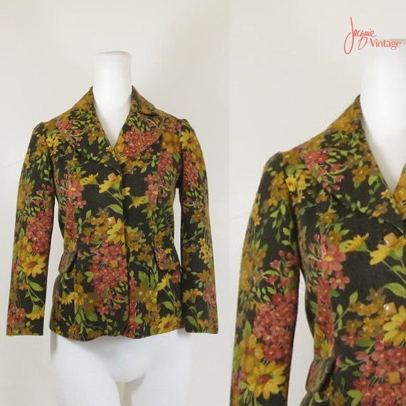 70s jacket / vintage 70s ladies blazer / 70s blac… - image 1