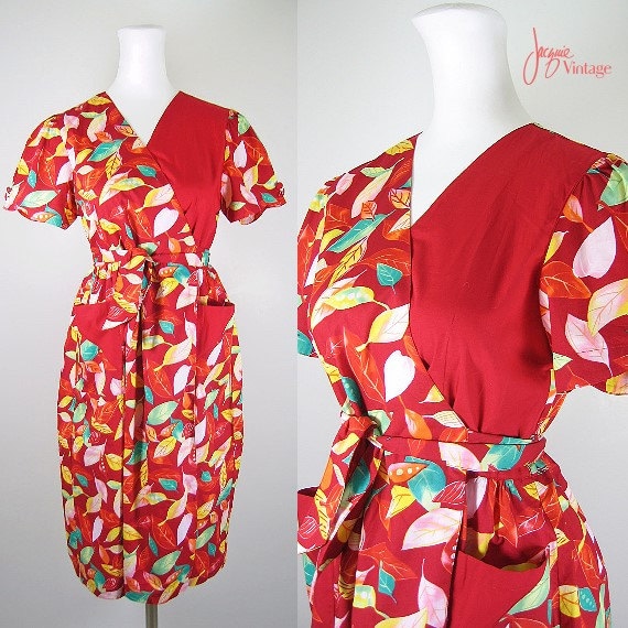 red cotton wrap dress