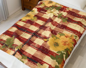 Fluwelen deken met bloemenprint: gezellig interieur