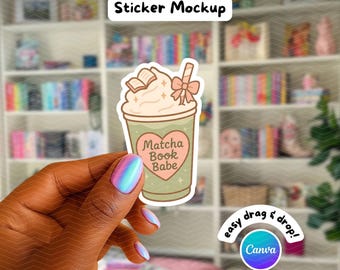 Drag and Drop Canva Sticker Mockup, Canva Frame Template for Stickers, Editable Digital Sticker Mock Up for Etsy and Small Business
