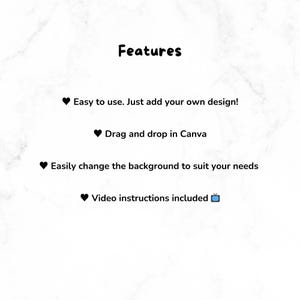 a list of features that can be added to a canvas, including easy use, drag and drop, and changing the background. It also includes video instructions included, which suggests that the image may be a tutorial or instructional guide for using the canvas tool in a specific software or application.