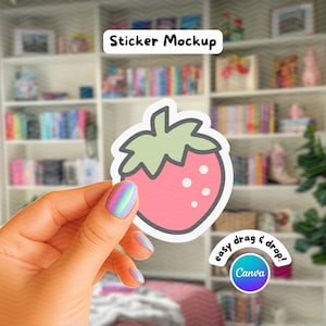 Drag and Drop Canva Sticker Mockup, Canva Frame Template for Stickers, Editable Digital Sticker Mock Up for Etsy and Small Business