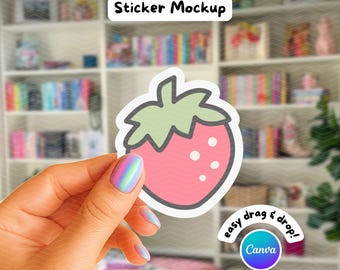 Drag and Drop Canva Sticker Mockup, Canva Frame Template for Stickers, Editable Digital Sticker Mock Up for Etsy and Small Business