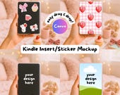 Kindle Insert Mockup Canva Template | Kindle Sticker Mockup | E-Reader Clear Case | Hand Holding Scene Ebook Cover | Bookish Label for Etsy