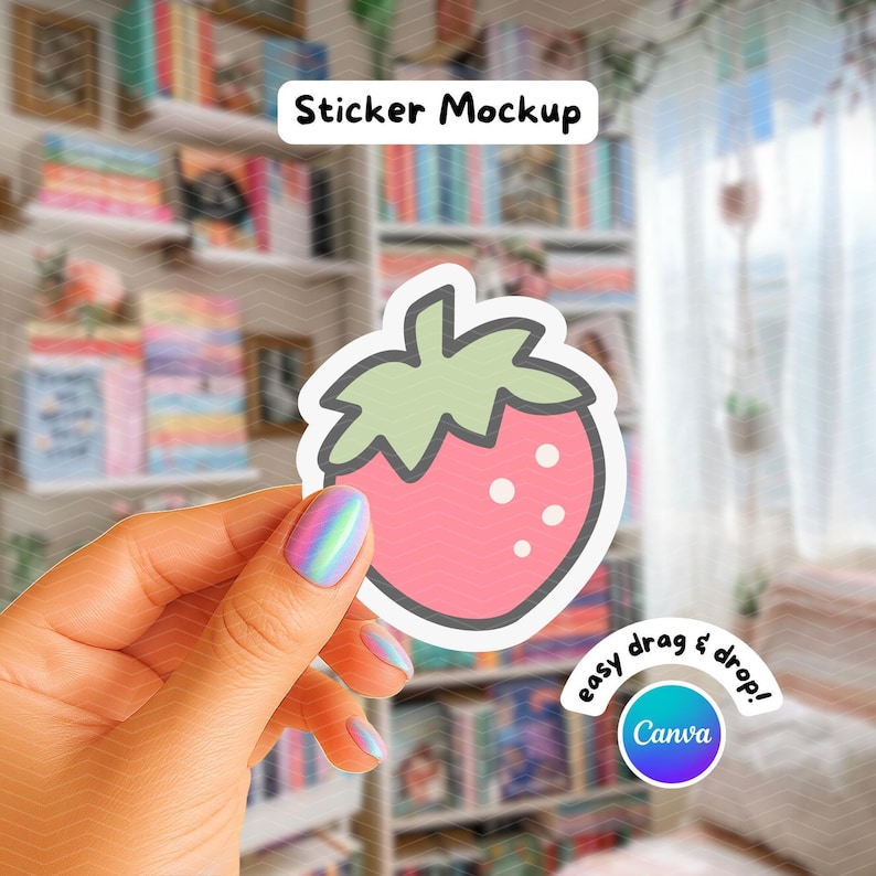 Drag and Drop Canva Sticker Mockup, Canva Frame Template for Stickers ...