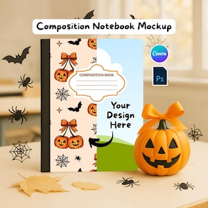 Composition Notebook Mockup, Editable Canva Template for Back to School, Photoshop Digital Files, Custom Canva Design with Video Instruction