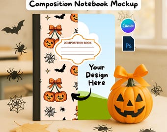 Composition Notebook Mockup, Editable Canva Template for Back to School, Photoshop Digital Files, Custom Canva Design with Video Instruction