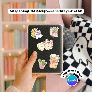 Kindle Insert Mockup Canva Template | Kindle Sticker Mockup | E-Reader Clear Case | Hand Holding Scene Ebook Cover | Bookish Label for Etsy image 3