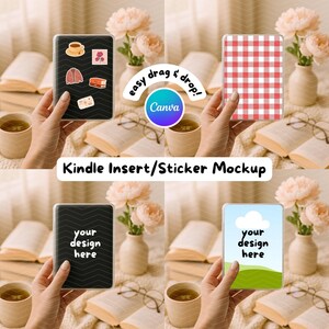 Kindle einfügen Mockup Canva Vorlage | Kindle Aufkleber Mockup | E-Reader Klarsichthülle | Hand halten Motiv Ebook Hülle | Etikett für Etsy