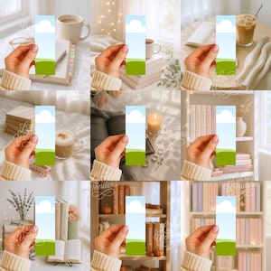 May include: A bookmark depicting a sky with a white cloud above a green field. The bookmark is held in a hand. The background includes books, coffee, and other items. The text "Luca Wonders" is visible.