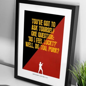 DIRTY HARRY wall art. Clint Eastwood. Harry Callahan. Iconic film quote poster. Digital download movie art. 4 hi-res file formats.