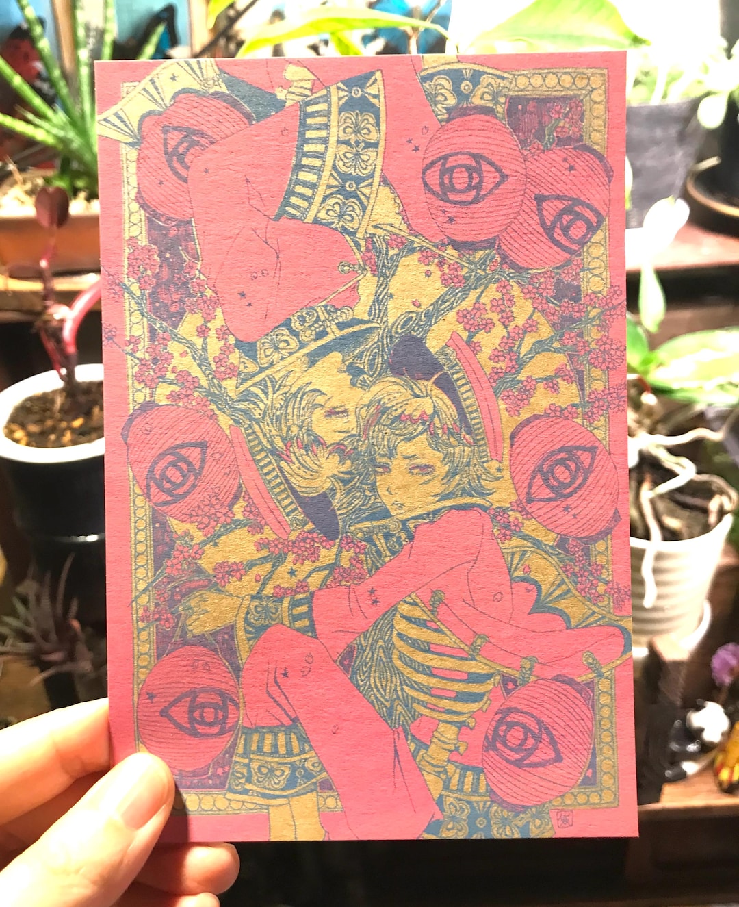 Risograph Art Postcard, Humpty Dumpty Twins, Alice in Wonderland Asian ...