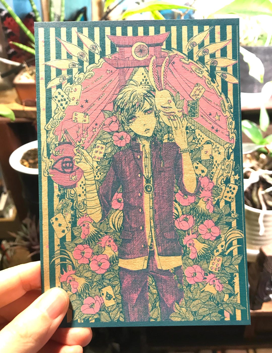Risograph Art Postcard, Schoolboy Alice, Alice in Wonderland Asian ...