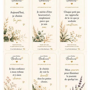Les Petits Bonheurs – Édition Découverte 12 cartes d’affirmations positives à imprimer | PDF numérique