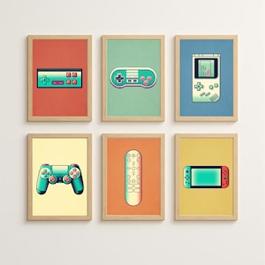 Video Game Art, Game Room Decor, Video Game Controllers Print, Gifts for Gamer, Boys Room Decor, Art for Teen Boys Room, Video Game Prints
