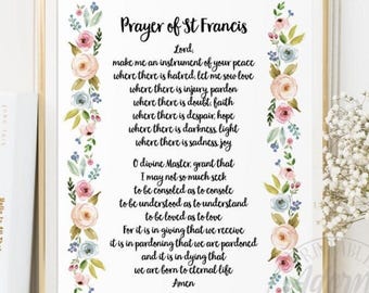 St Francis Prayer Printable Wall Art, Christian Home Decor (Digital Download)