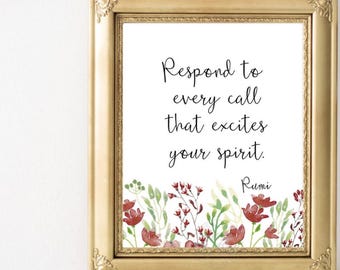 Lámina artística con cita de Rumi, decoración de pared inspiradora (descarga digital)