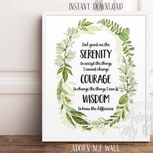 Serenity Prayer Print, Printable Wall Art, Serenity Prayer, Printable, Serenity Poem, Serenity Prayer Wall Art, God Grant Me The Serenity