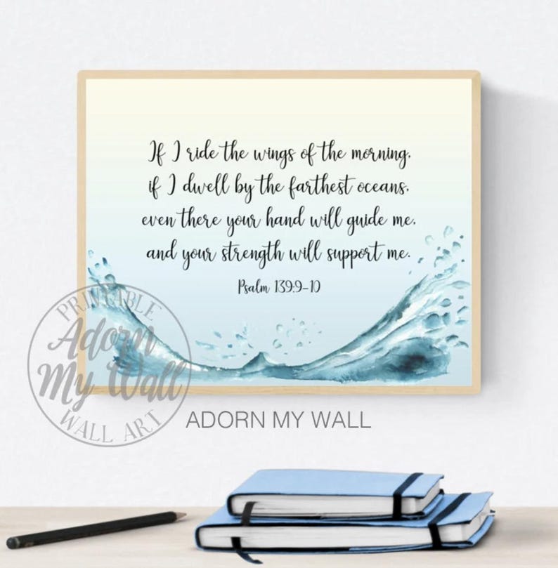 Christian Wall Art Set, Ocean Prints, Nautical Wall Decor, Scripture ...