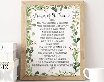 Prayer of St Francis, Printable Wall Art, Peace Prayer Print, Make Me An Instrument of Your Peace, St Francis of Assisi, Christian Wall Art