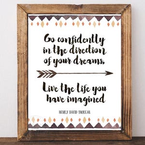 Graduation Gift, Henry David Thoreau Quote, Inspirational Quote, Go Confidently In The Direction Of Your Dreams, Graduation Printable Sign