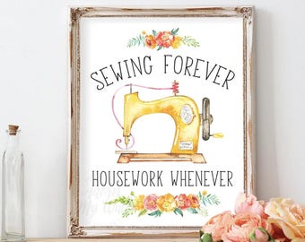 Sewing Quote Art Print: Seamstress Gift, Craft Room Decor (Digital Download 8x10in JPG & PDF)