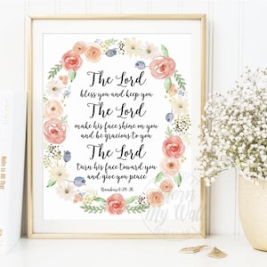 The Lord Bless you and keep you, bijbelversafdruk, schriftkunst aan de muur, christelijk, cijfers 6:24-26, bijbelcitaten, afdrukbare schriftafdrukken