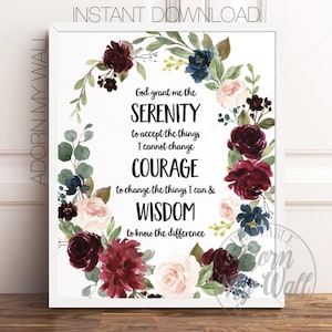 Serenity Prayer Print, Printable Wall Art, Serenity Prayer, Printable, Serenity Poem, Serenity Prayer Wall Art, God Grant Me The Serenity
