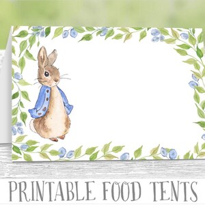 Printable Food Tents, Peter Rabbit Food Tents, Birthday Party Food Labels, Baby Shower Buffet Labels, Peter Rabbit Party, Instant Download
