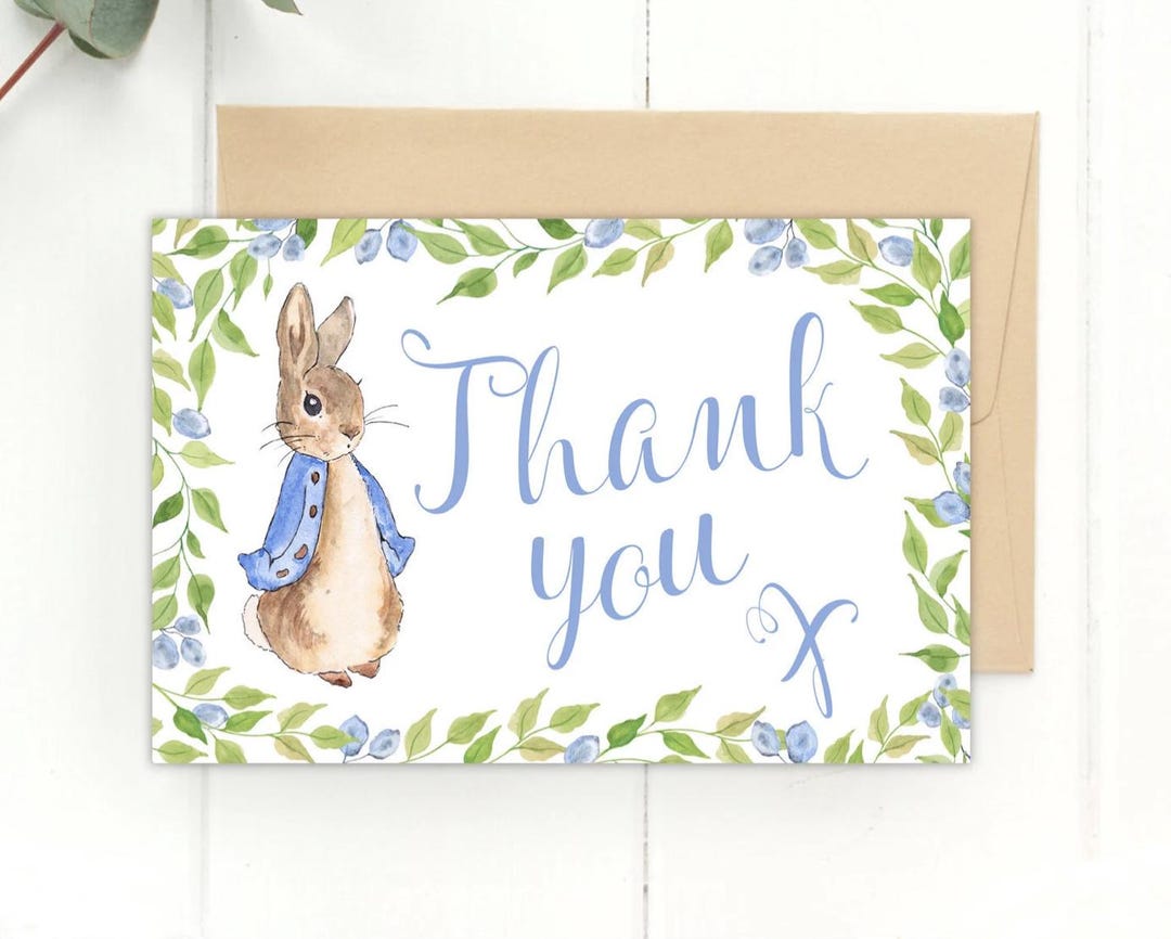 Thank You Cards, Peter Rabbit Party, Peter Rabbit Thank You Card ...