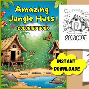 Hut Coloring Book | cozy cabin coloring book | Digital Download | Printable Coloring Book for Adults & Kids | Relaxing Art Therapy