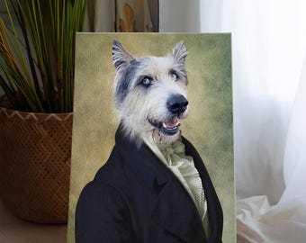 Custom Pet Portrait Painting Canvas, Renaissance Dog Portrait from Photo, Memorial Gift For Dog Lover Pet Art Christmas Gift