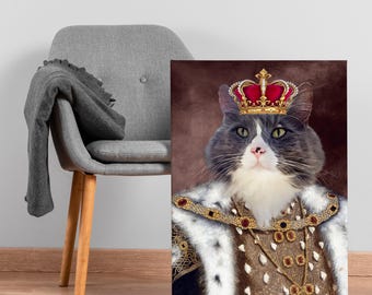 Custom Pet Portrait Painting Canvas, Renaissance Dog Portrait from Photo, Royal Pet King Portrait Painting Digital Art