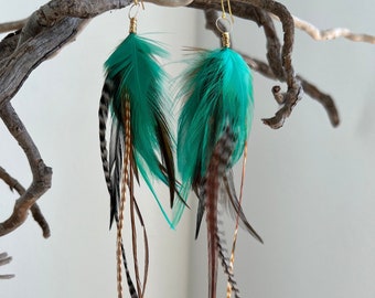 Turquoise Love  - Feather Earrings