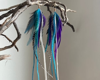 Sugar Plum Fairy - Long Feather Earrings