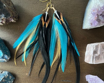 Water Nymph - Long Feather Earrings