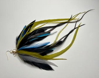 Boucles d&#39;oreilles bohèmes en plumes : plaquées or 14 carats, bijoux de festival