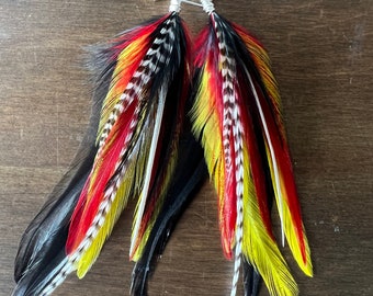 Firefly - Mini Feather Earrings - Red Yellow Black