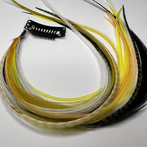 10” Feather Hair Extension Clip | Long Hair Feathers | Green, Grizzly, Brown, Black, White | Hair Feathers