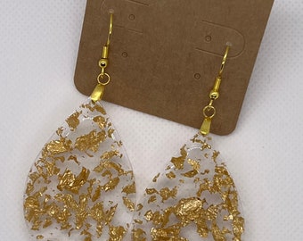 Boucles d’oreilles en flocons d’or en forme de goutte d’or