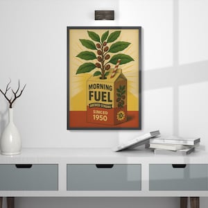 Coffee Wall Art Printable – Vintage Coffee Poster for Kitchen or Cafe, Mid Century Bar Decor, Rustic Coffee Print Download Gift