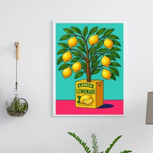 Art mural citron - impression de cuisine de fruits rétro, affiche Pop Art vintage pour décoration de café, de salle à manger ou de bar - impression téléchargement numérique