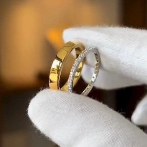 14K Yellow Gold Engagement Band Unique Cigar Band Wide Thick Wedding Ring Perfect Anniversary Gift Vintage Band Stacking Bands Cigar Band