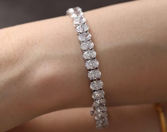 Oval Moissanite Tennis Bracelet Anniversary Tennis Bracelet Women Tennis Bracelet Wedding Jewelry Oval Diamond Bracelet Wedding Bracelet