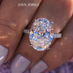 4.5 Carat Oval Cut Diamond Engagement Ring Lab Grown Diamond Ring E VS1/2 Oval Diamond Engagement Ring Lab Made Oval Diamond Ring Gifts